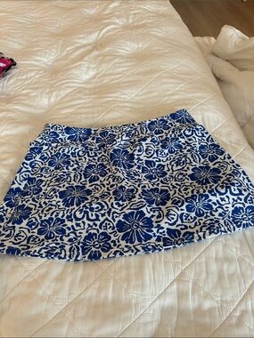 Tommy Bahama Blue and White Floral Swim Mini Skirt